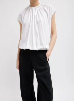 T-Shirting Shirred Neck Circular Top