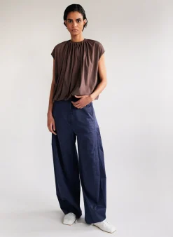 T-Shirting Shirred Neck Circular Top