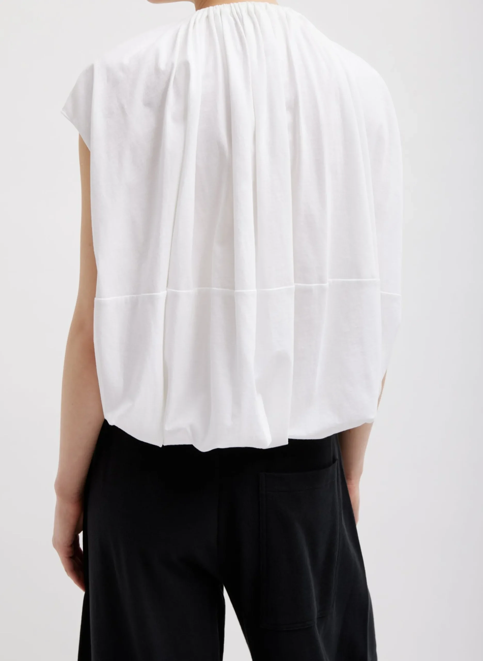 T-Shirting Shirred Neck Circular Top