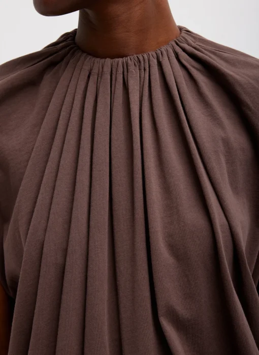 T-Shirting Shirred Neck Circular Top