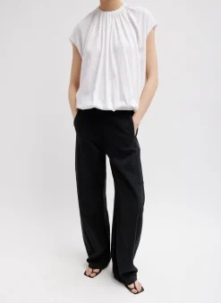 T-Shirting Shirred Neck Circular Top