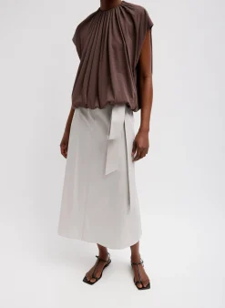 T-Shirting Shirred Neck Circular Top