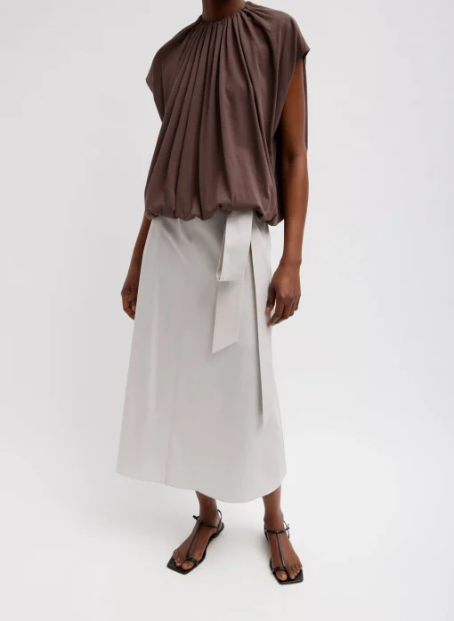 T-Shirting Shirred Neck Circular Top