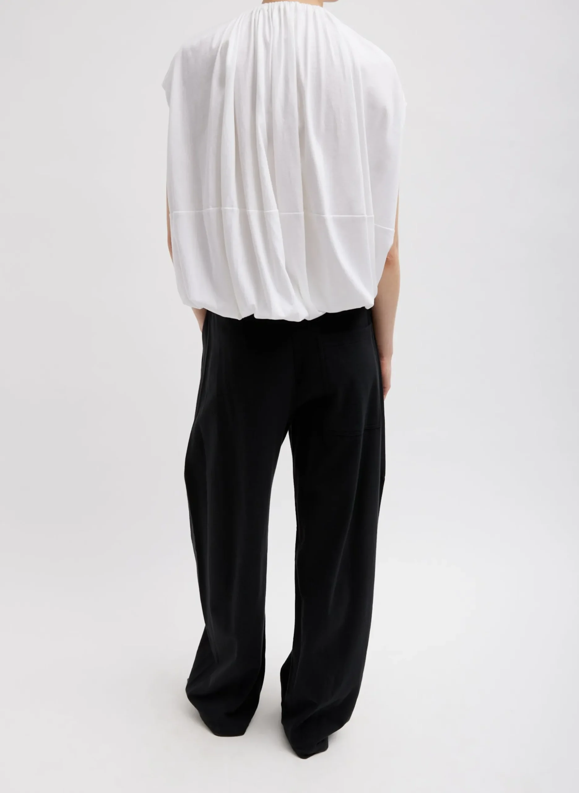 T-Shirting Shirred Neck Circular Top