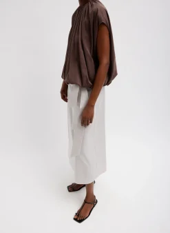 T-Shirting Shirred Neck Circular Top